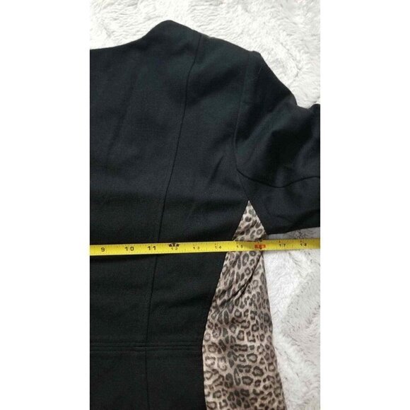 ✨️CL Chico's Cheetah Print Faux Black Leather Full Zip Jacket Size Chico's 0 - Picture 9 of 9
